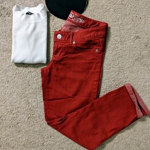 Red Crop Express Denim